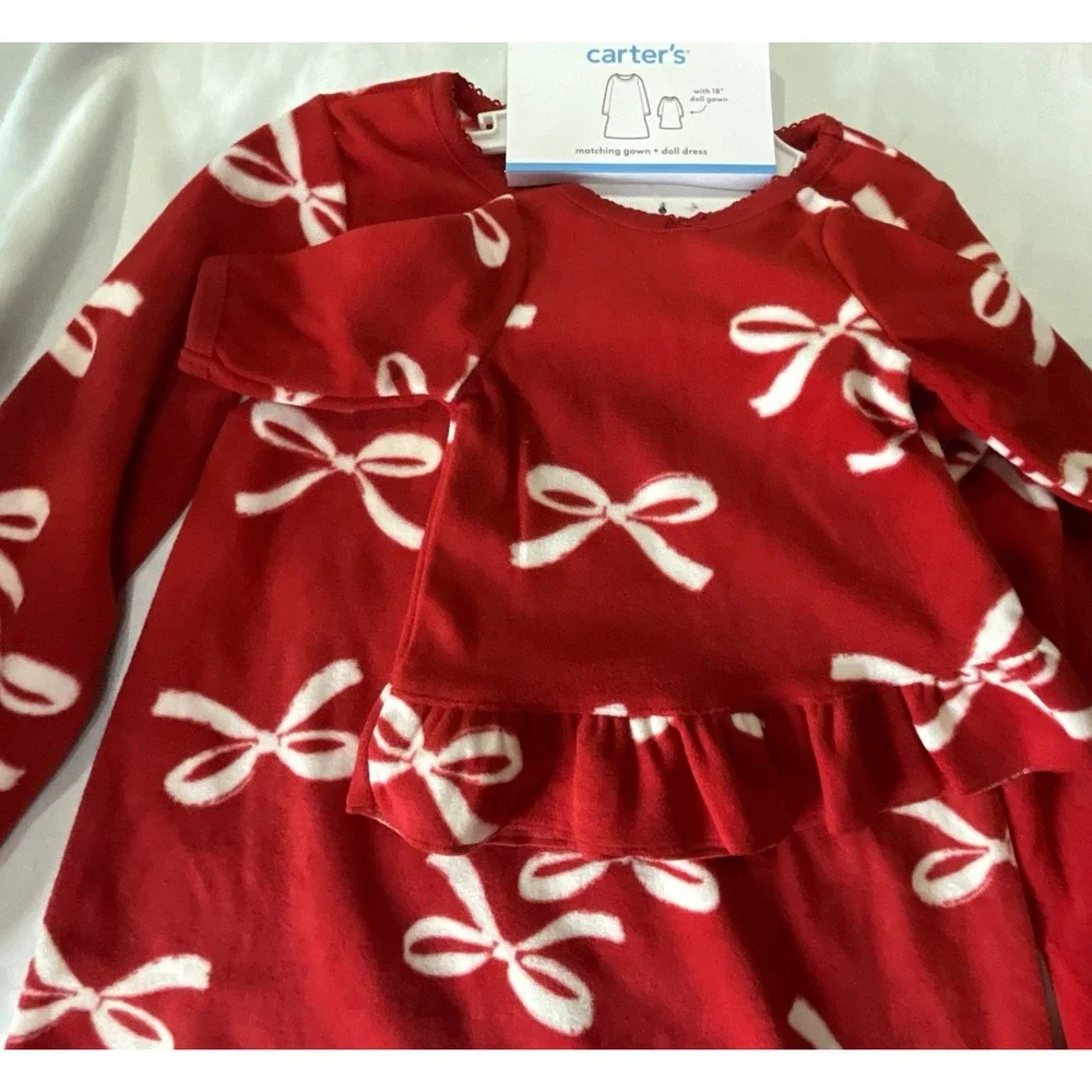 Carter's Red‎ And White Girls Matching Gown And Doll Set - Size 3T